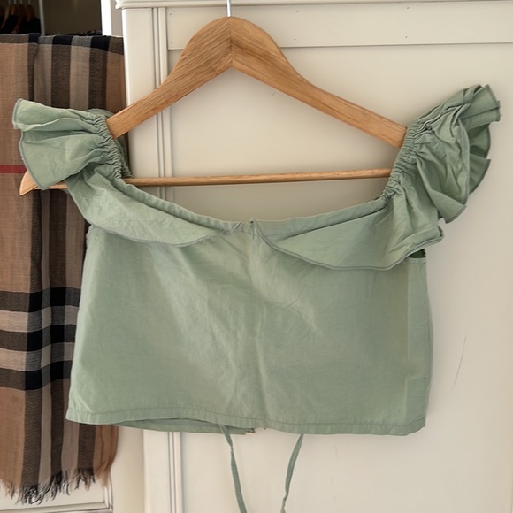 Zara Green Cotton Crop Top Blouse - Picture 6 of 10